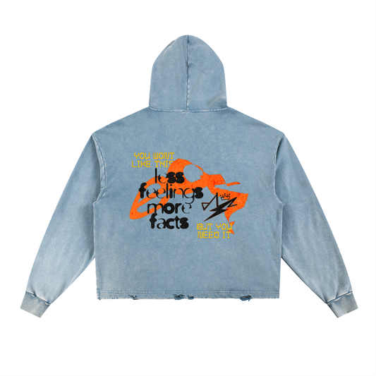 Vintage Washed Frayed-Hem Hoodie