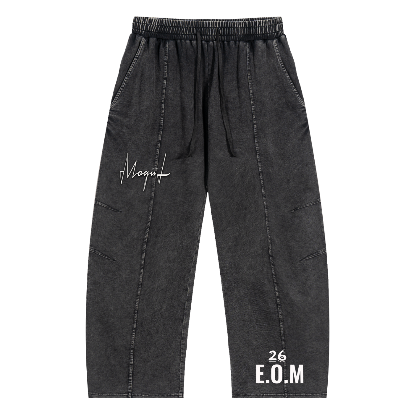 Snow Wash Drawstring Cotton Pants
